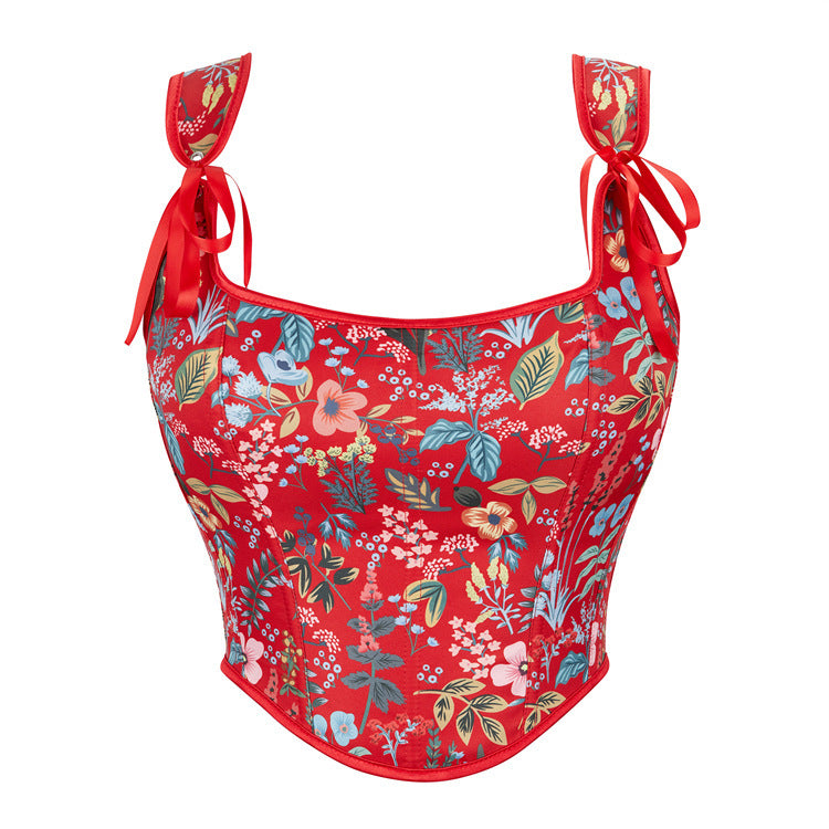 New Style Black Flower Adjustable Shoulder Strap Women's Tube Top Push Up Top