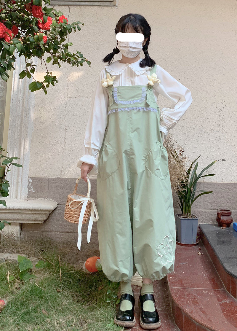 Women's Floral Loose Radish Bud Bib Pants