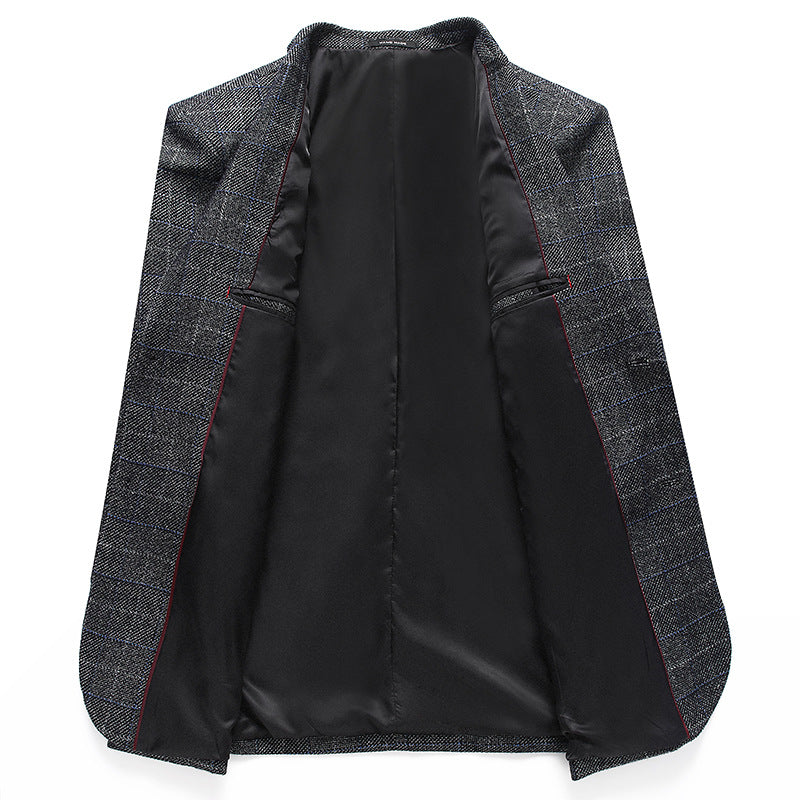 Single-Breasted Plaid Business-Casual Jacket