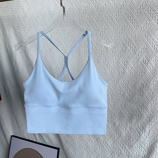 Women's Slim Shoulder Strap Solid Color Yoga Sports Vest