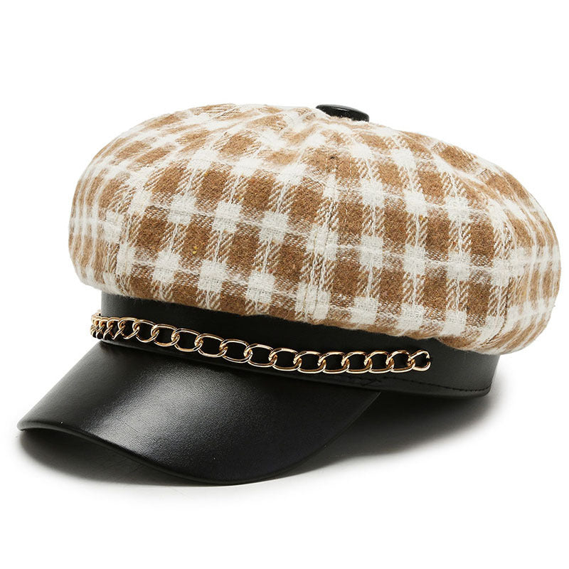 Fashion Retro Personality Leopard Octagonal Hat
