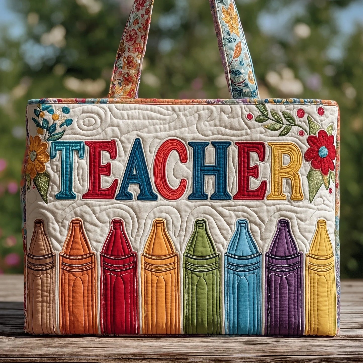 New Digital-print Tote Bag With A Personalized Floral Design In Canvas