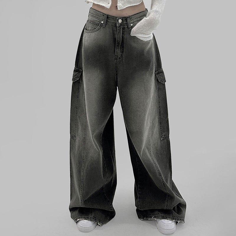 European And American Slimming High Waist Wide Legs Jeans For Women