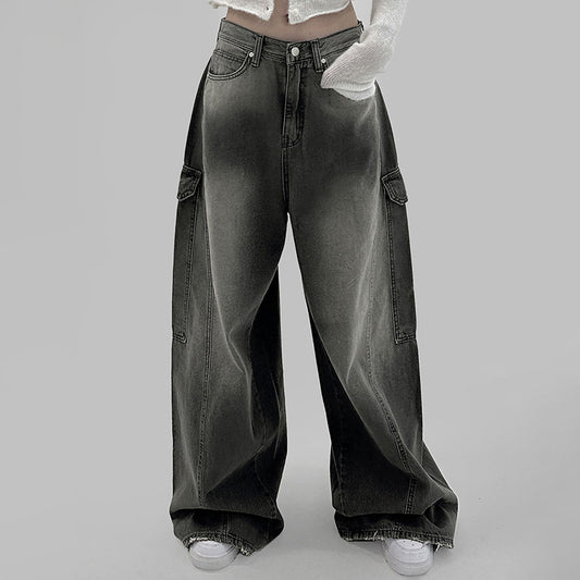 European And American Slimming High Waist Wide Legs Jeans For Women