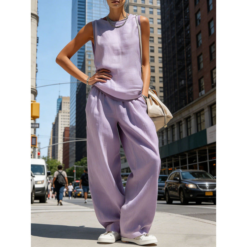 Womens Sleeveless Top And Pants Two-piece Set