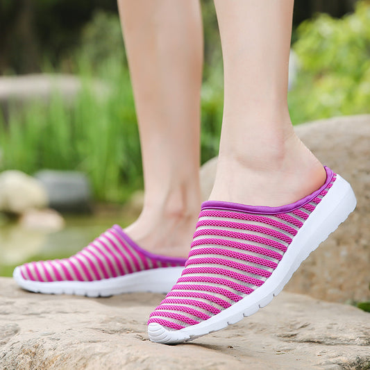 Half Drag Small White Mesh Breathable Casual Women's Shoes