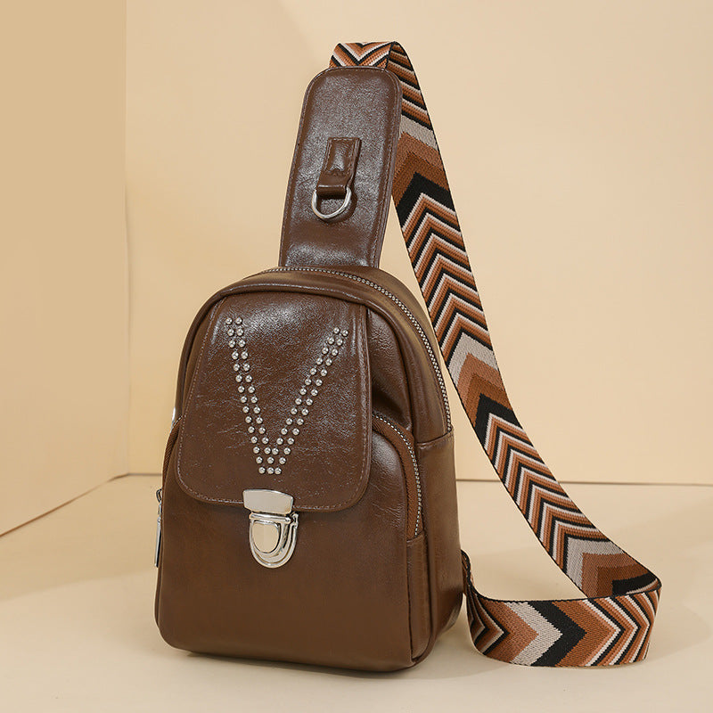 Dame blød læder casual all-match skuldertaske/crossbody-taske