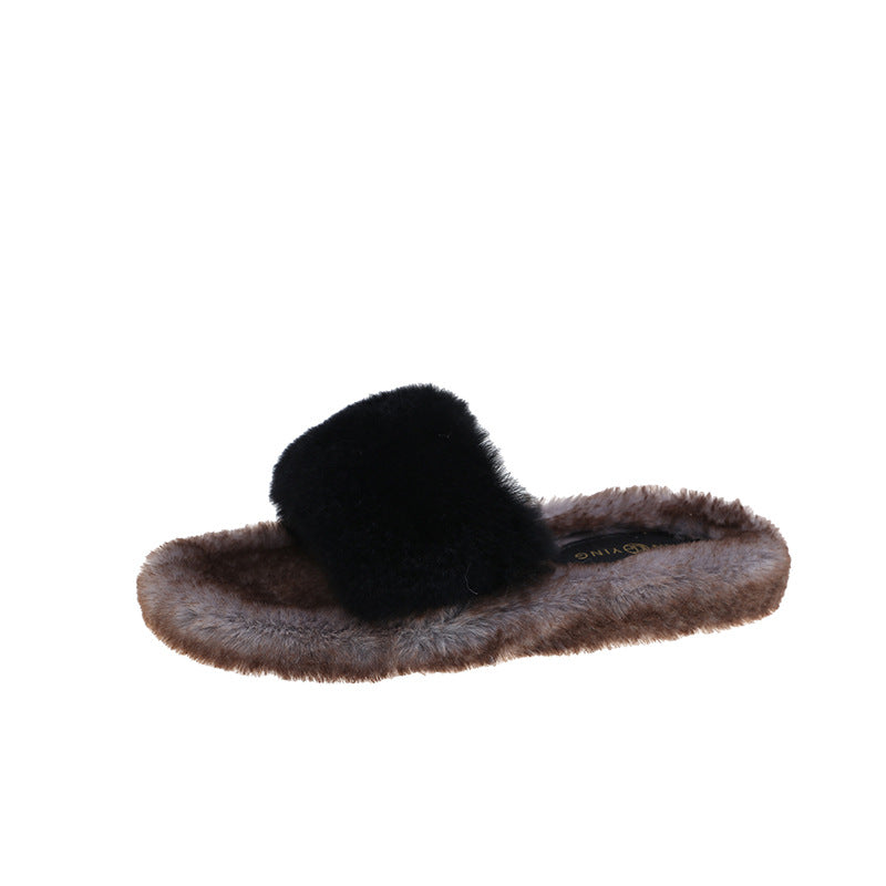 Women's New Flat Bottomed Casual Wool Slippers