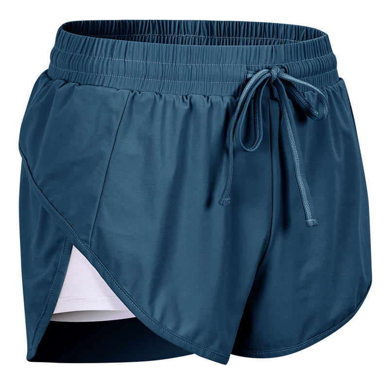 Women's Fake Two-piece Sports Pocket Shorts