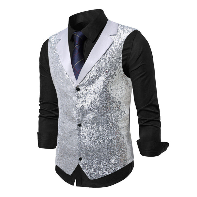 Men's Stage Performance Sequin Vest