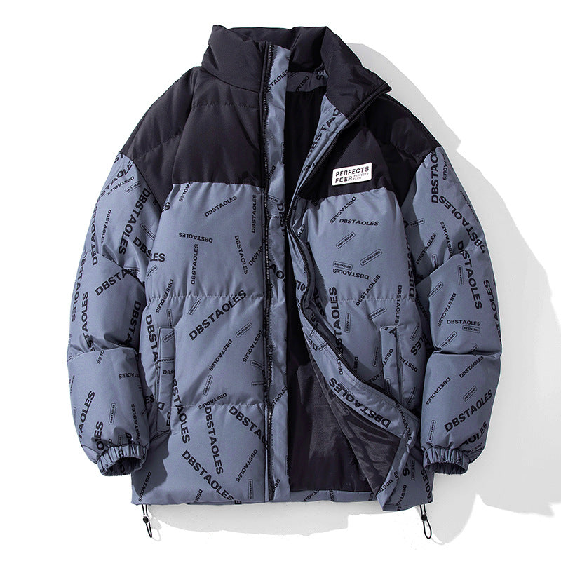 Men's Stand Collar Loose Down Cotton Jacket