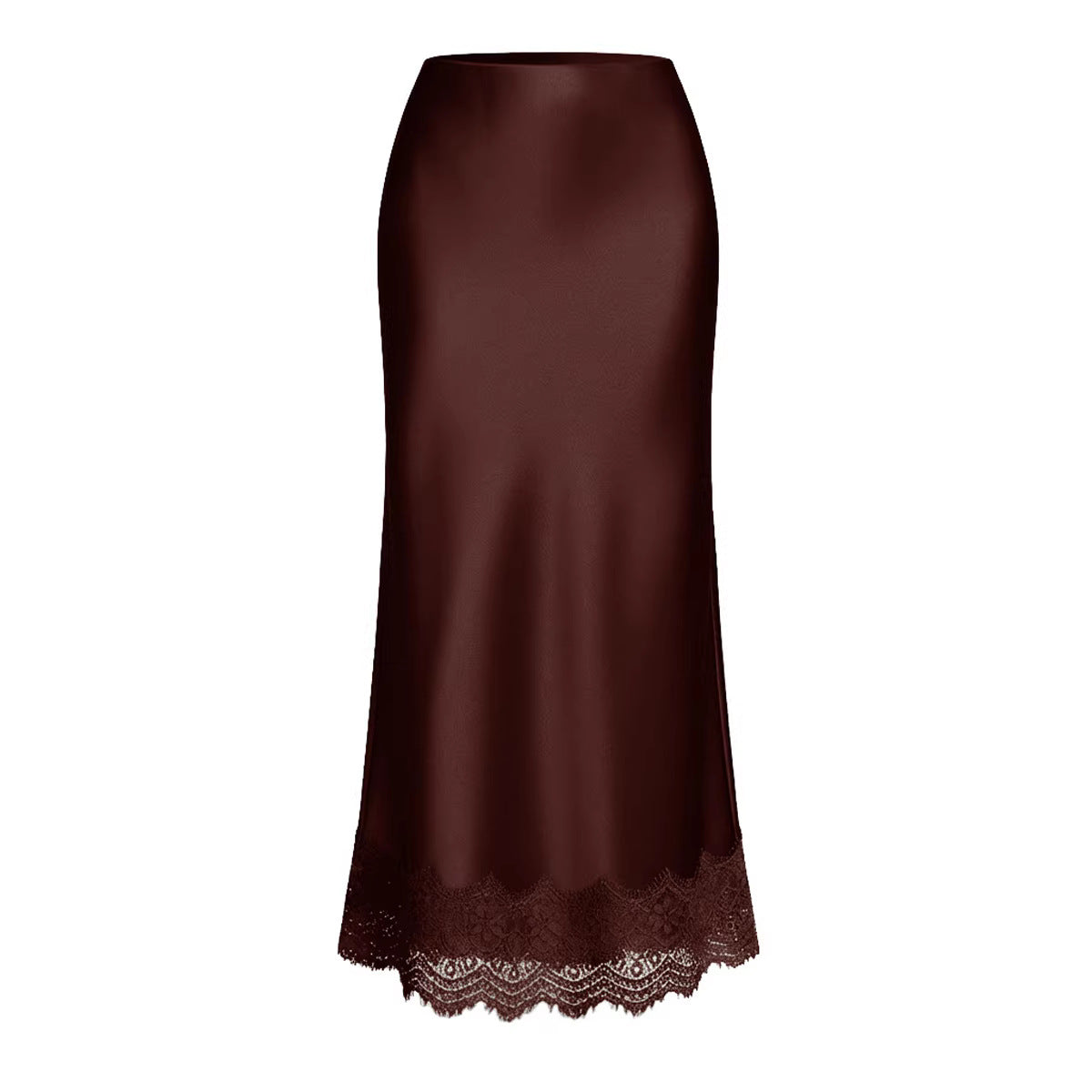 High-waisted Elastic Waist Elegant Sheath Maxi Skirt