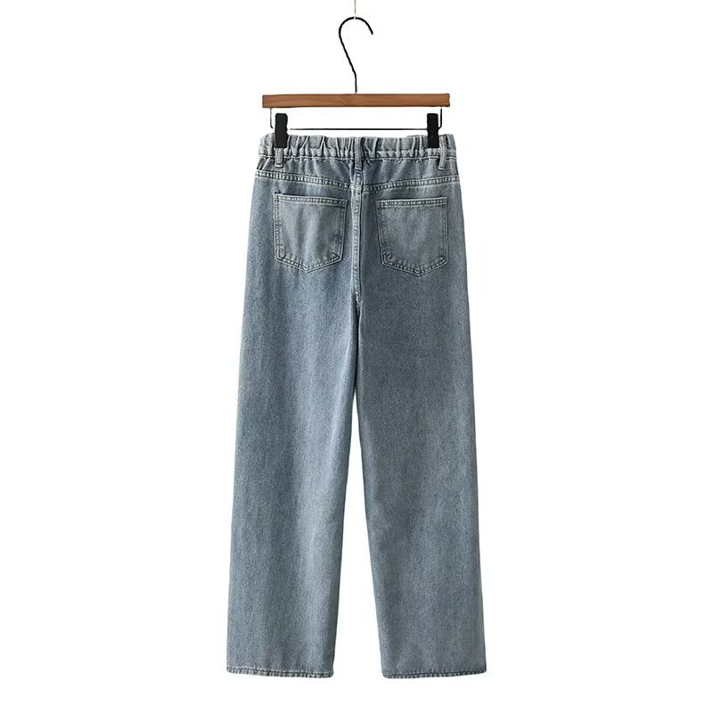 Højtaljede slankende jeans med lige ben Løse