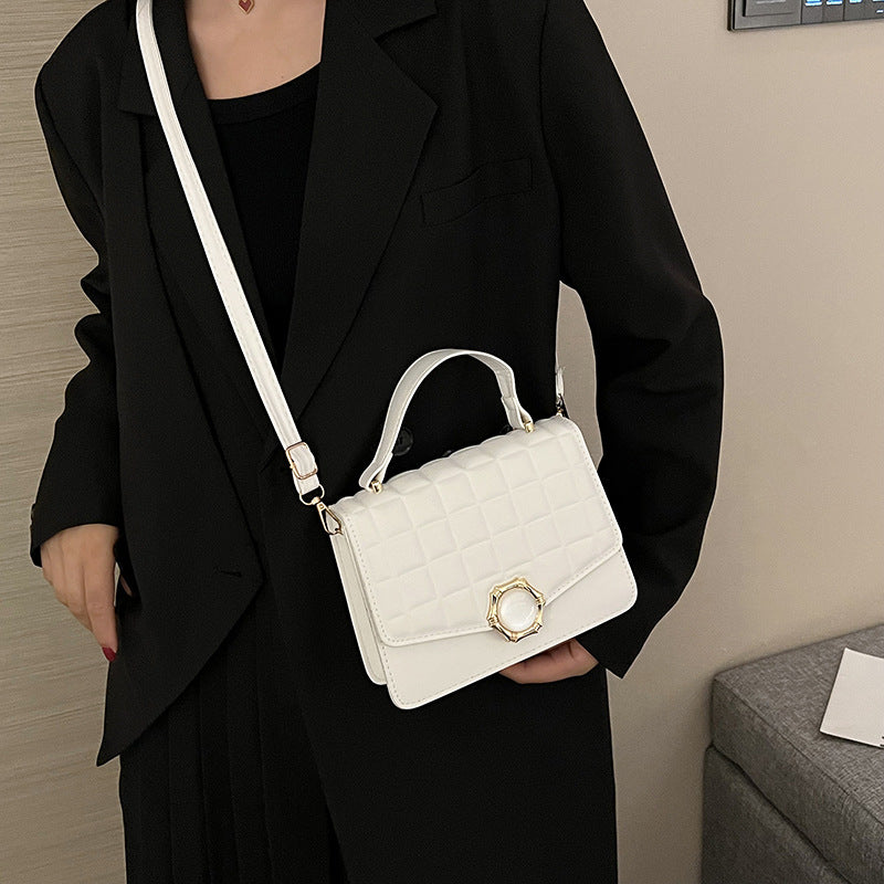 Fransk Minoritet Crossbody Højklasses Præget Firkantet Tern Perle Magnetlås Lille Firkantet Taske