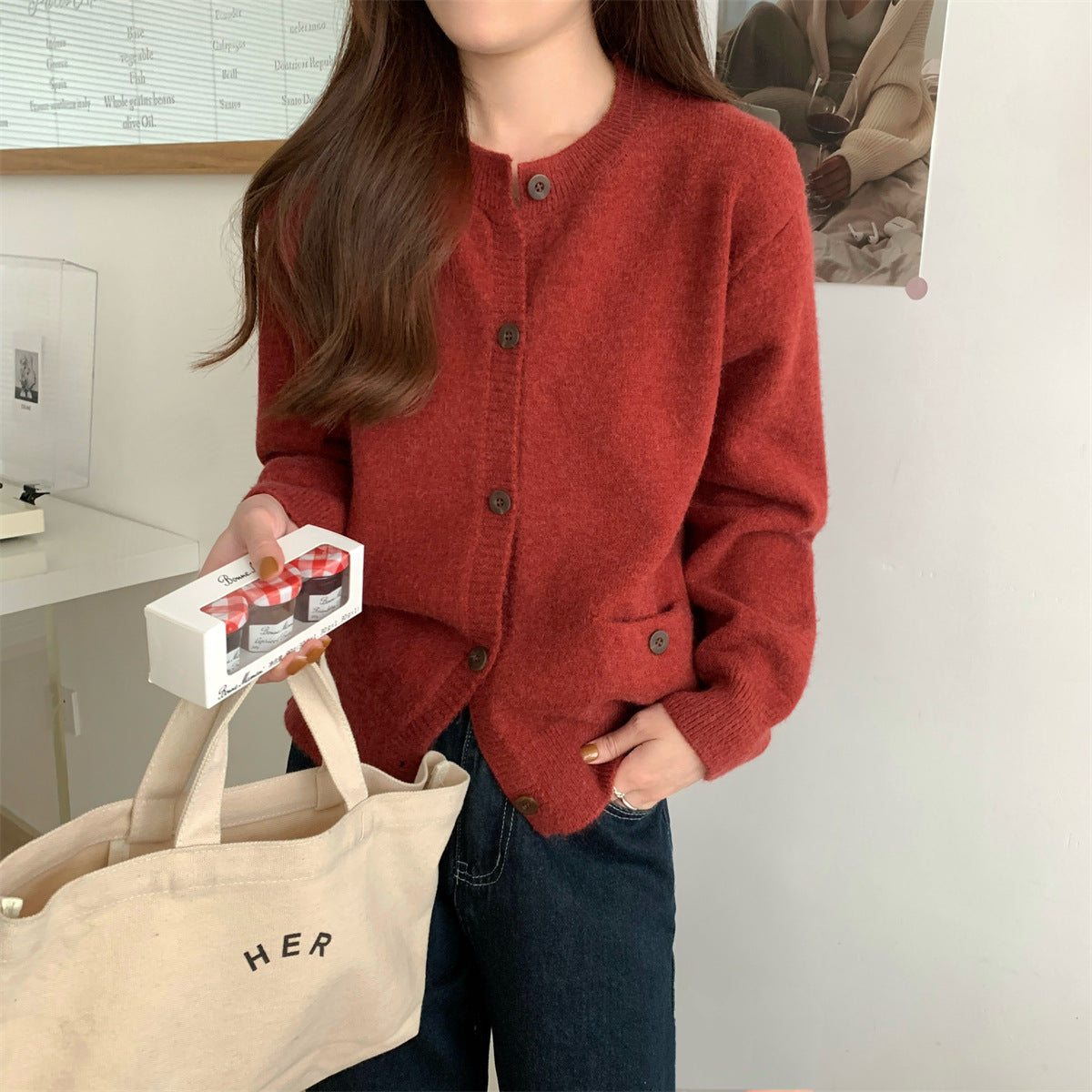 Long Sleeve Women's Knitted Cardigan Top