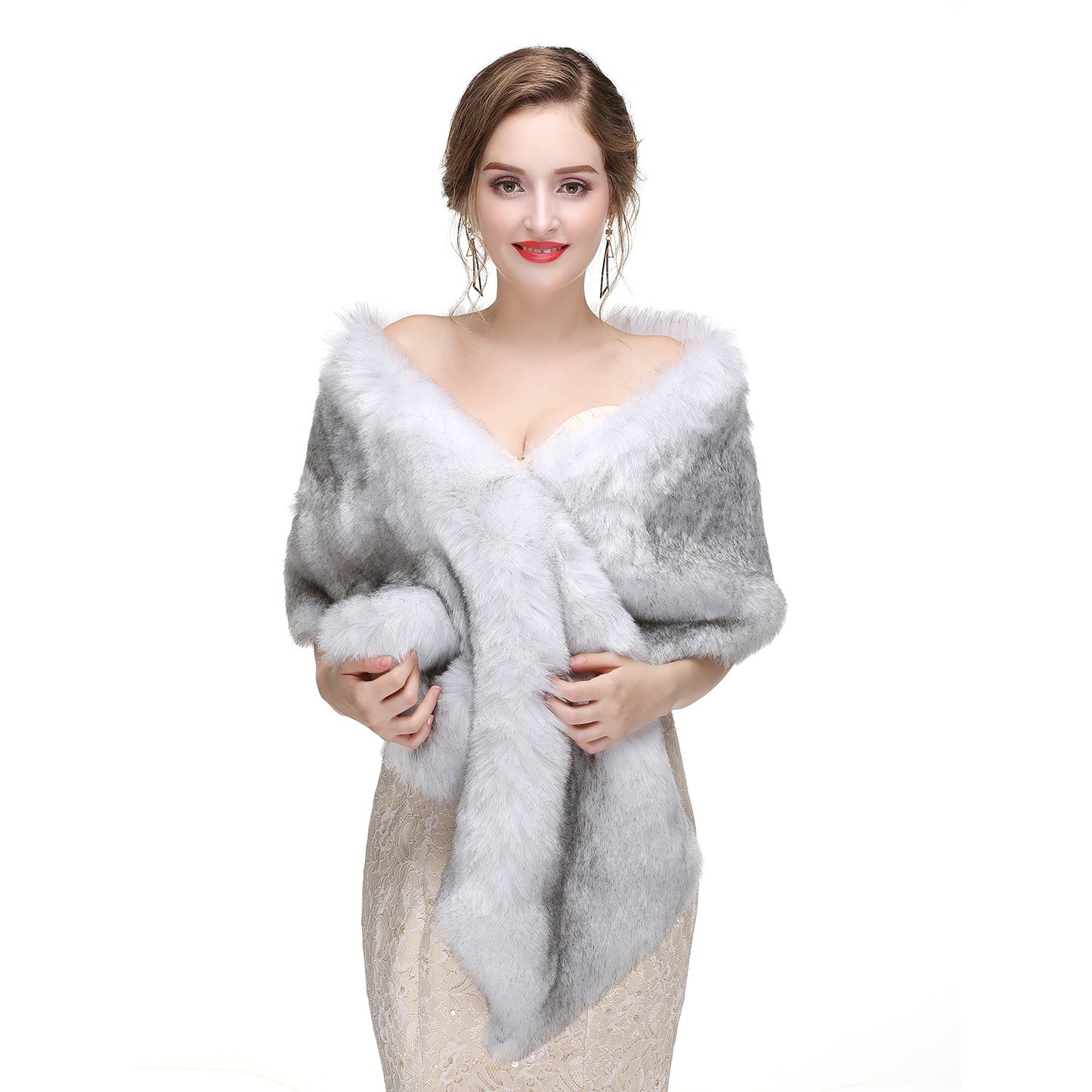 Wedding Dress Fox Fur Waistcoat Winter Warm Fur Shawl