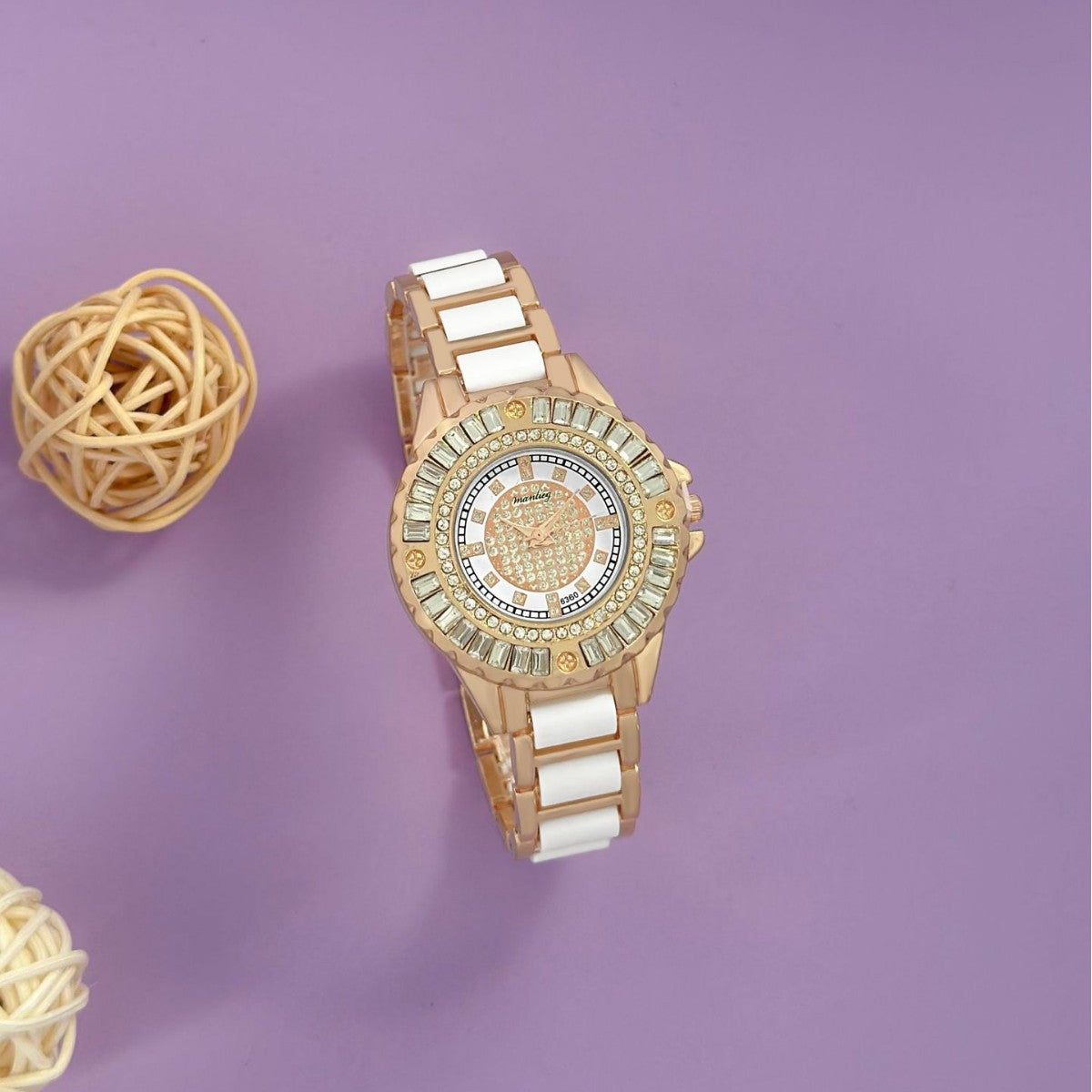Quartz Watch With A Starry Dial And Diamond-encrusted Bezel
