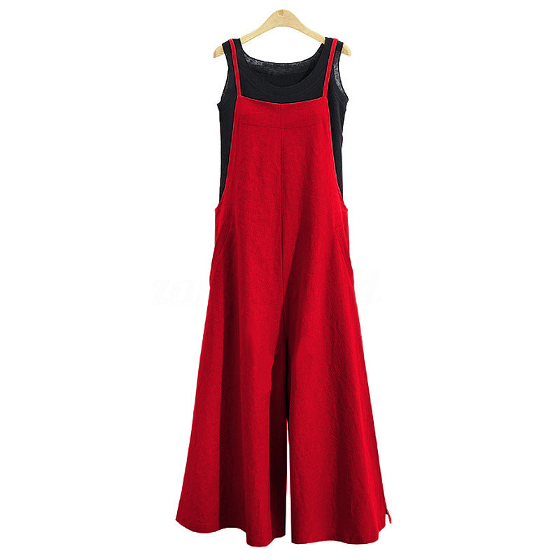 Simple Women's Wide-leg Suspender Jumpsuit