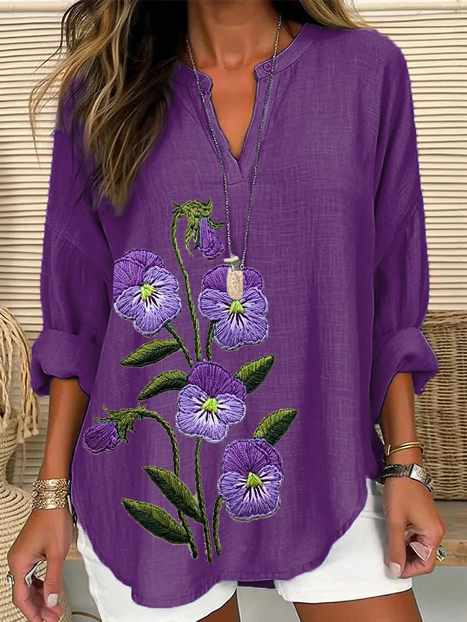 Women's 3D Digital Printing Fashion Round Neck Loose Shirt