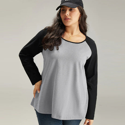 Women's Loose Patchwork Design Niche Casual Long Sleeve Top