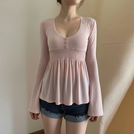High-waisted Stretchy Loose-fitting Top Comfortable And Casual Women's Wear
