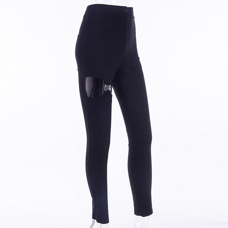 Women's Fashion Solid Color Slim Pencil Sexy Hollow Pants