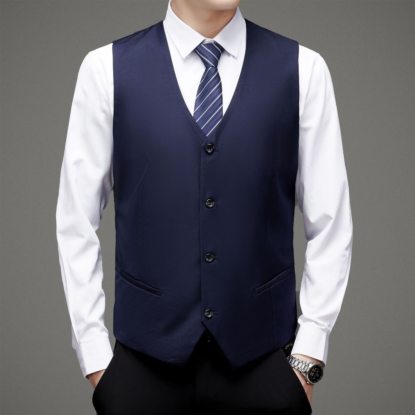 Sort Slim-fit Arbejdstøj Herre Habitsvest Business Wear