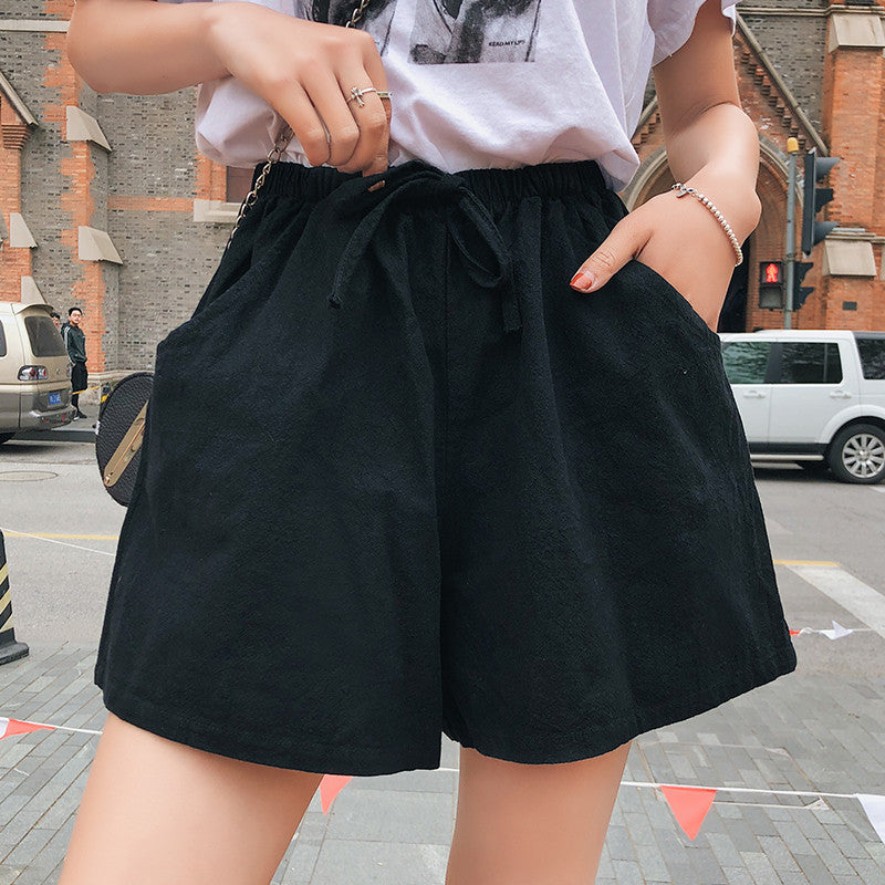 Korean Women's Slim Black Sports Casual Shorts