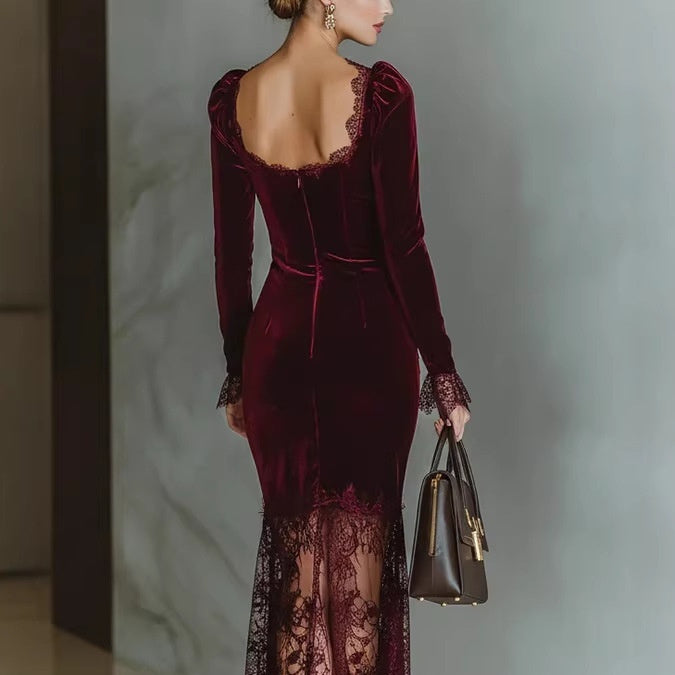 Women's Elegant French-style Lace Cocktail Dress