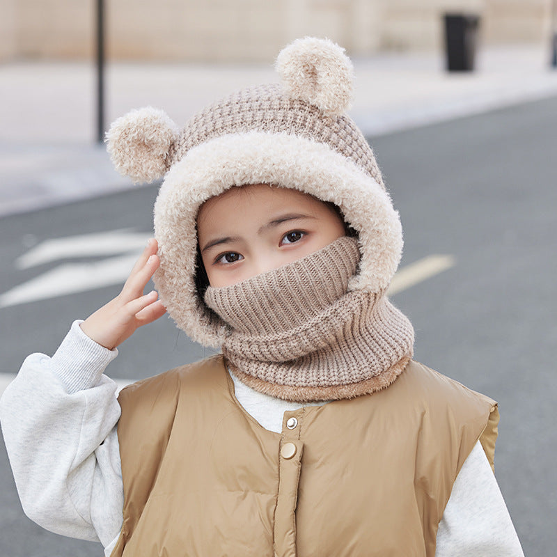 Neck Warmer Integrated Hood With Face Mask For Children Cycling