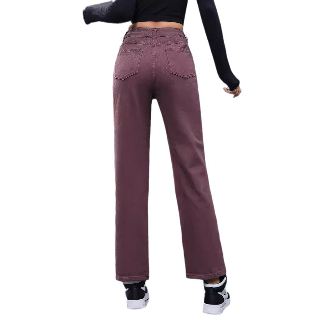 Retro højtaljede lige jeans til kvinder
