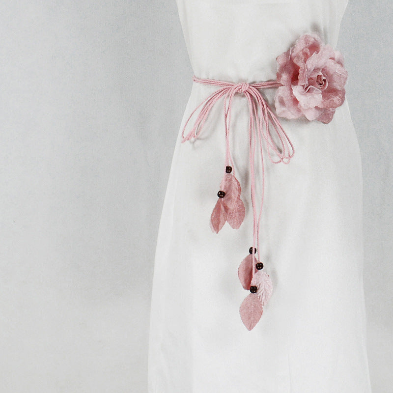 Casual All-match Chiffon Large Flower Women's Thin Belt