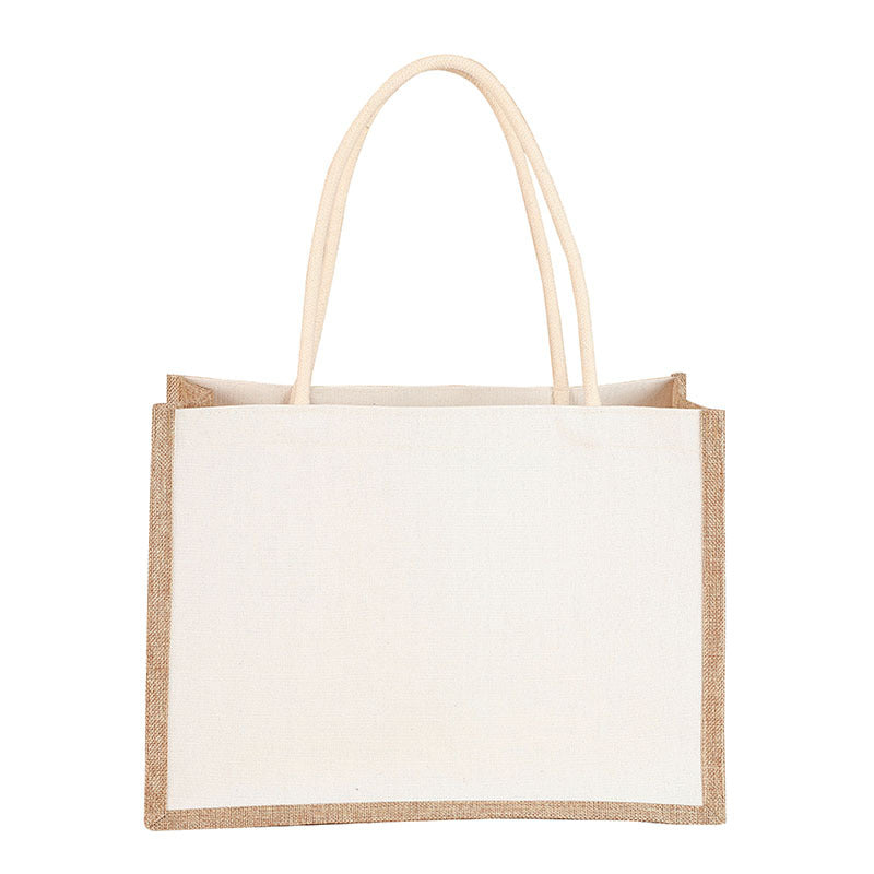 Burlap Hand Painted Canvas Linen Tote Bag