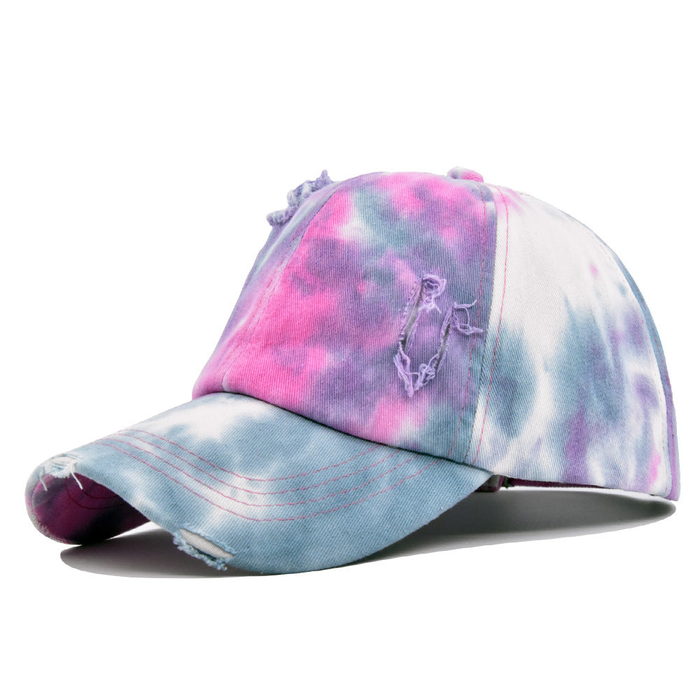 Women's Fashionable Broken Hole Graffiti Cap