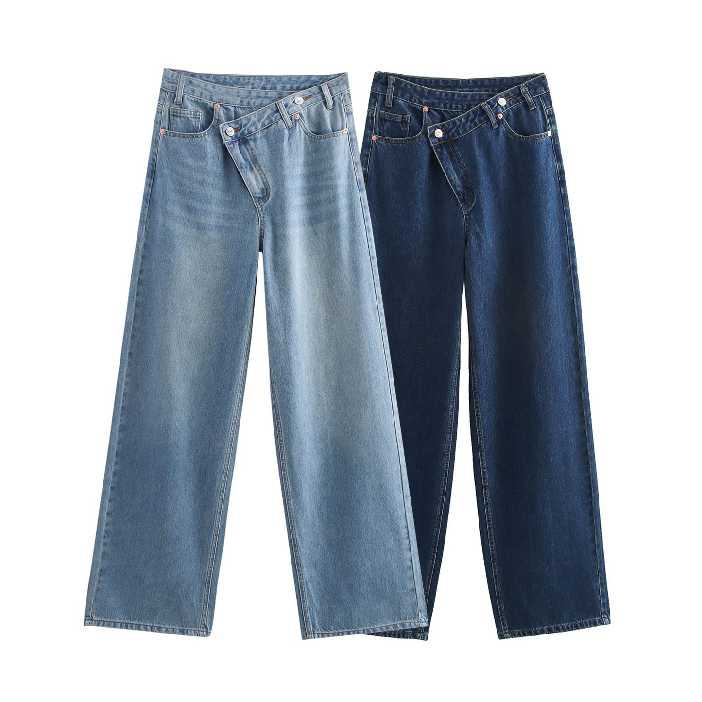 Retro High Waist Design Straight Wide Leg Pants