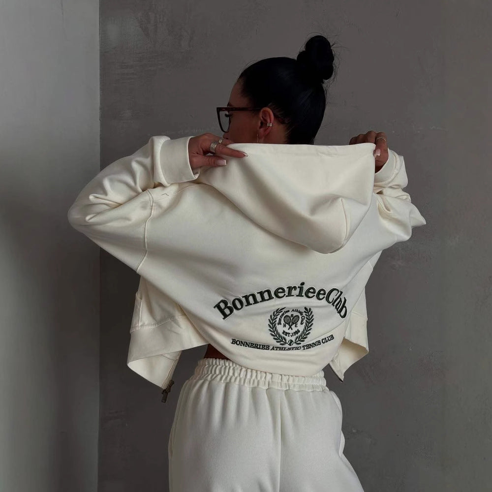 European And American Zip-Up Hoodie Set