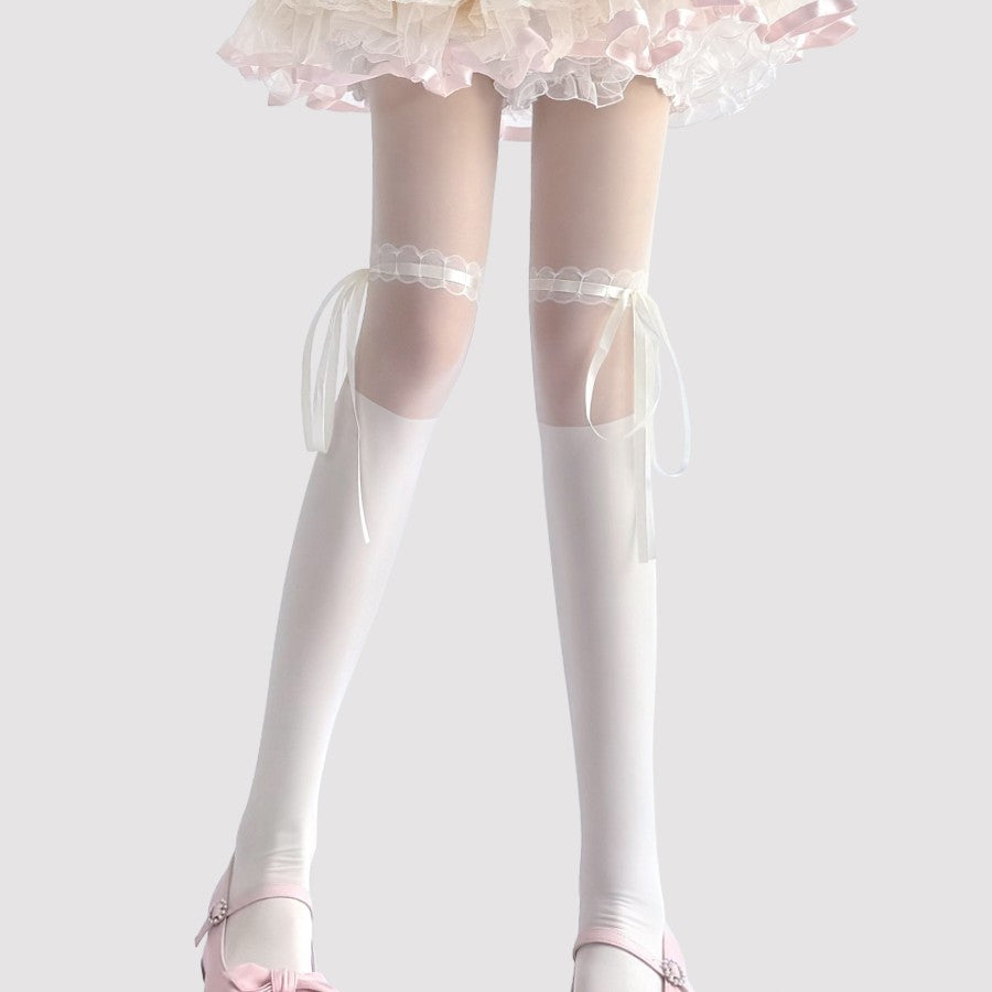 Women's Lace-up Pantyhose Thin