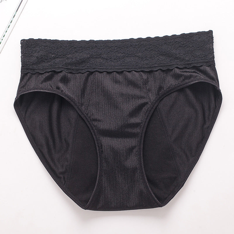 Plus Size Mid High Waist Physiological Pants Four Layers Lace
