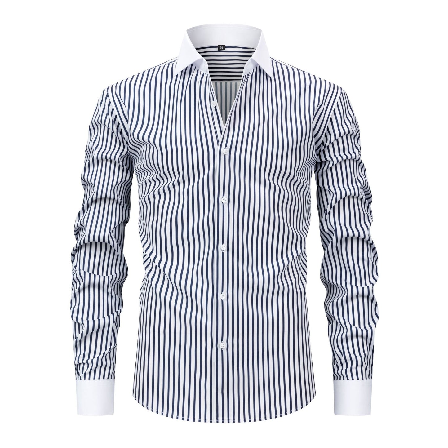 Mens Windsor-collar Long-sleeve Stretch Wrinkle-resistant Easy-care Shirt
