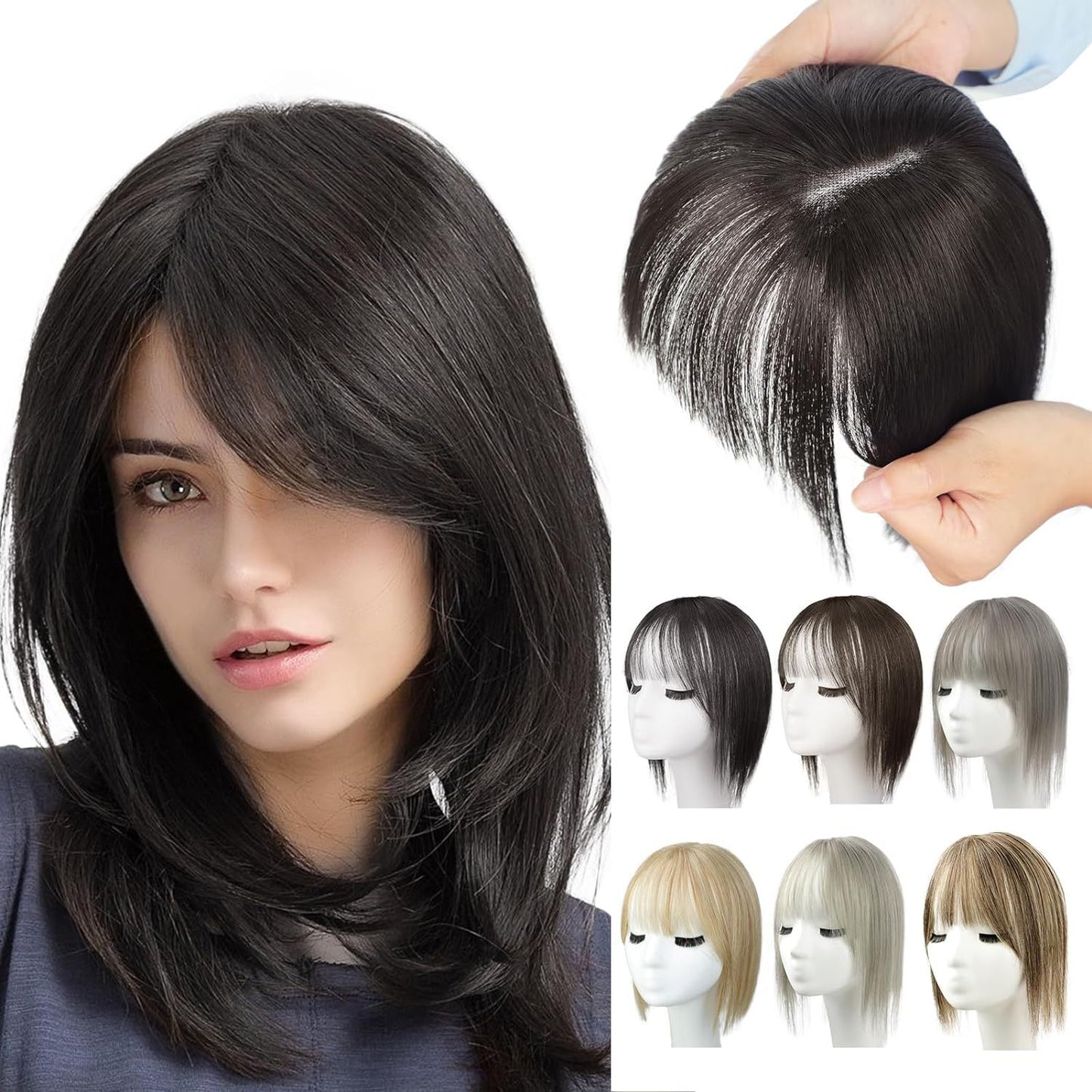 Wig Women's Natural Lightweight Breathable Cover Gray Hair Invisible