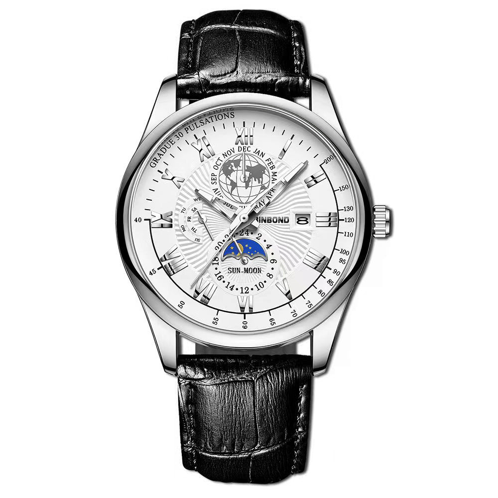 Men's Waterproof Luminous Wrist Belt Moon Quartz Watch