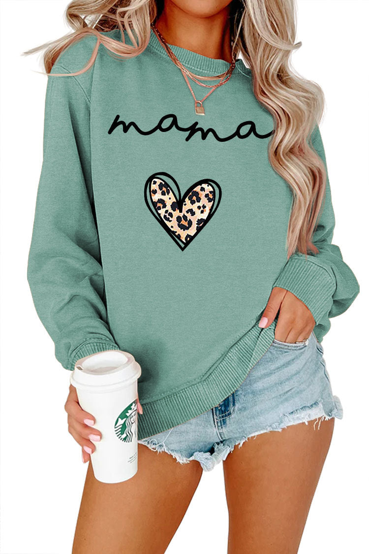 Leopard Print Heart Printing Plus Size Casual Simple Women's Long-sleeved Fleese