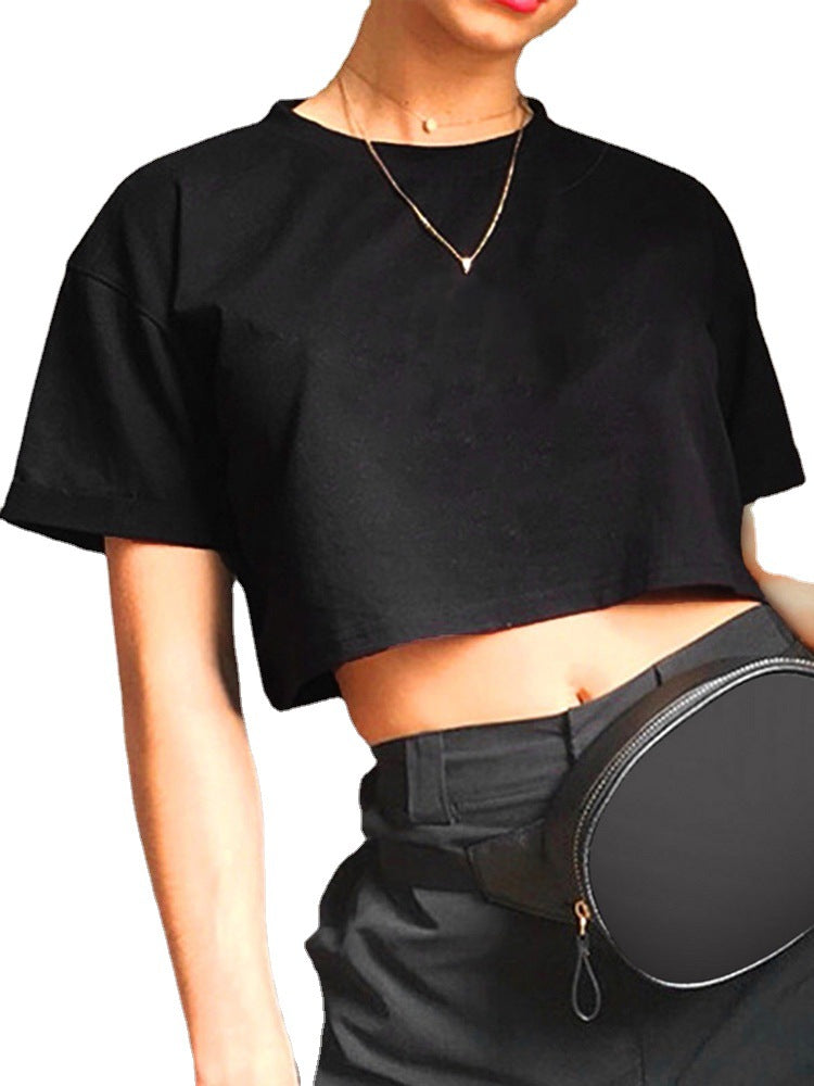 Women's Solid Color O-neck Short Loose Short Sleeve