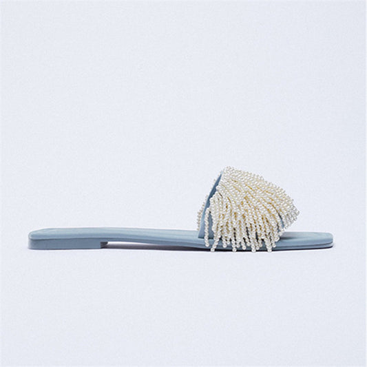 Women's New Resort Pearl Flat Roman Sandals