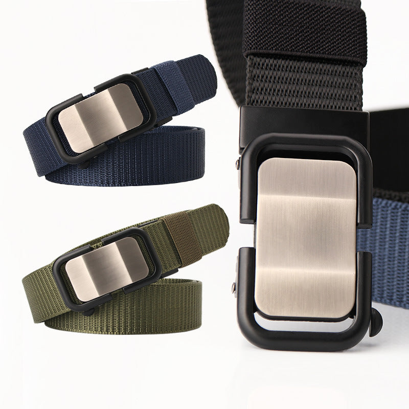 New Nylon Waistband Toothless Automatic Buckle Men's Leather Belt Casual All-match Trouser Belt Neutral Men's And Women's Youth Fashion Wear