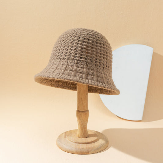 Women's Autumn And Winter Pineapple Pattern Bucket Wool Blend Solid Color Simple Knitted Hat