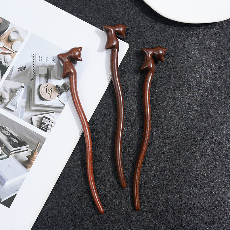 Wooden Women's Chinese Style Headdress Animal Hairpin