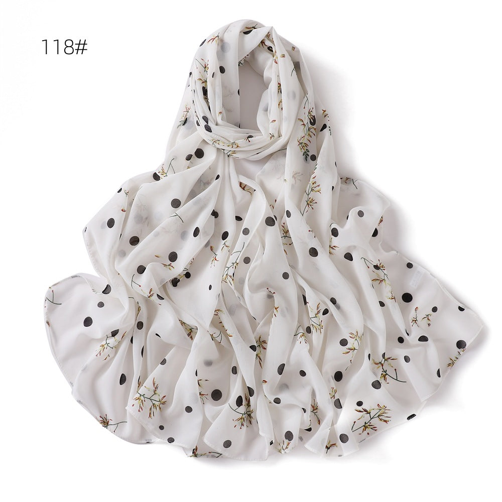 Internet Celebrity Golden Battle Robe Plaid Maple Leaf Shawl Chiffon Printed Scarf
