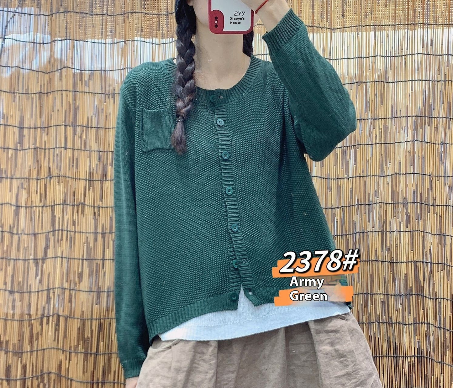 Pure Color Artistic Retro Loose Cardigan Sweater Women