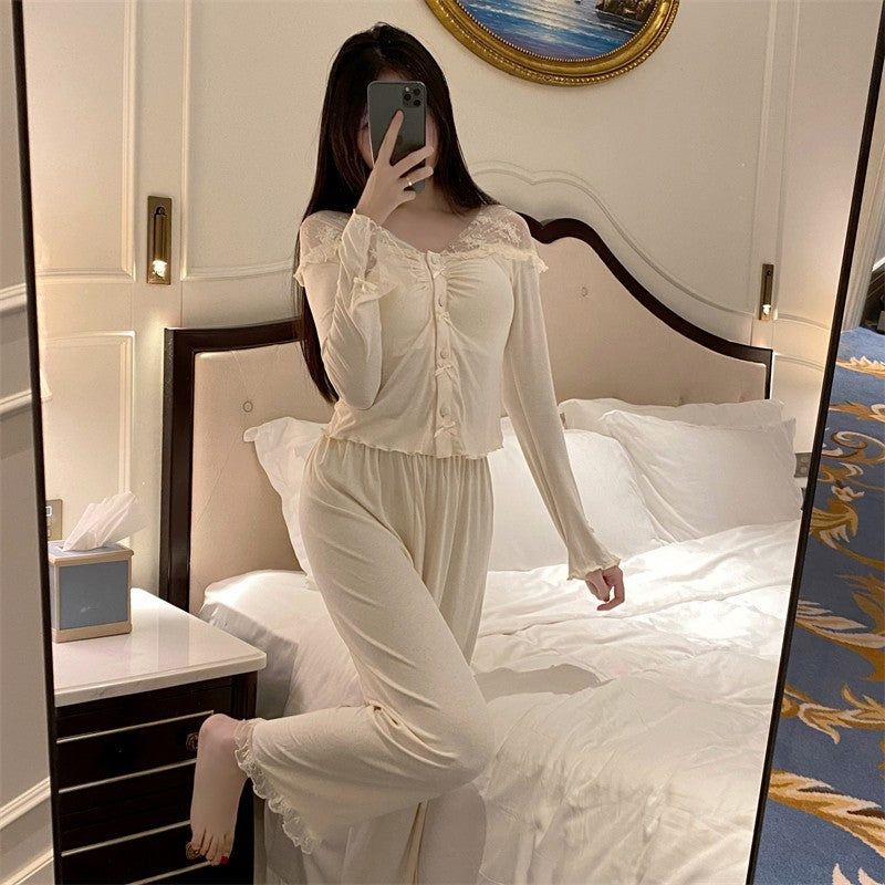 Womens Sexy Lace Top And Pants Two-piece Set